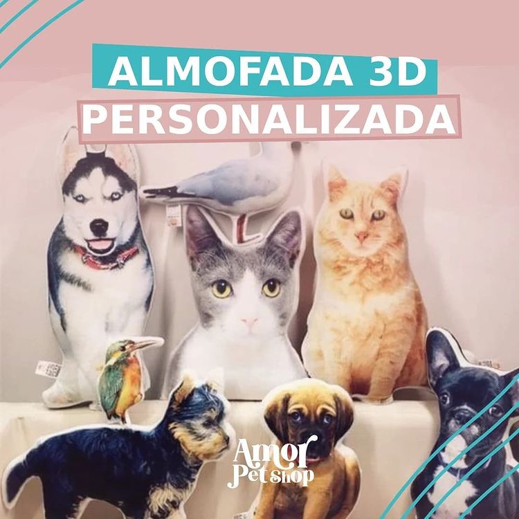 Almofada 3D Personalizada Amo Meu Pet