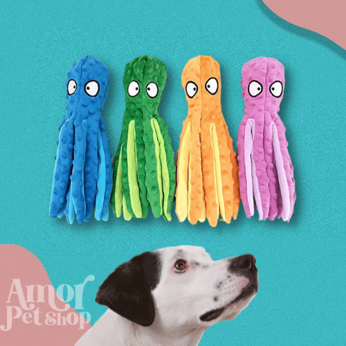 Polvo Amigo Brinquedo Mastigável Anti Stress para Cães