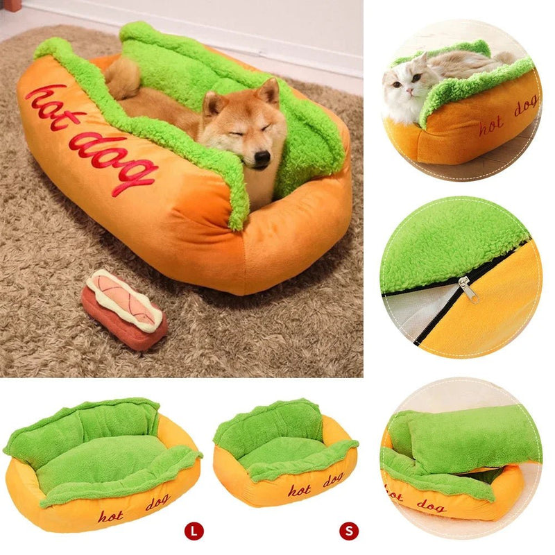 DogDelícia Conforto: Cama para Cães Estilo Hot Dog para Pets - Aconchegante e Lavável