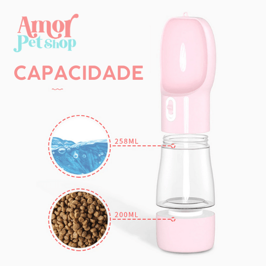 Bebedouro e Alimentador Portátil LOVE para Cães e Gatos